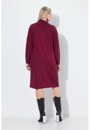 REISSVERSCHLUSS, ROLLKRAGEN, LANGARM - Strickkleid - burgundy