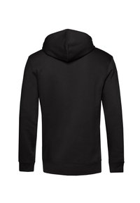 Felpa nera con una texture morbida, maniche lunghe e tasca a marsupio. Presenta un cappuccio e polsini e orlo ribattuti per una vestibilità aderente.