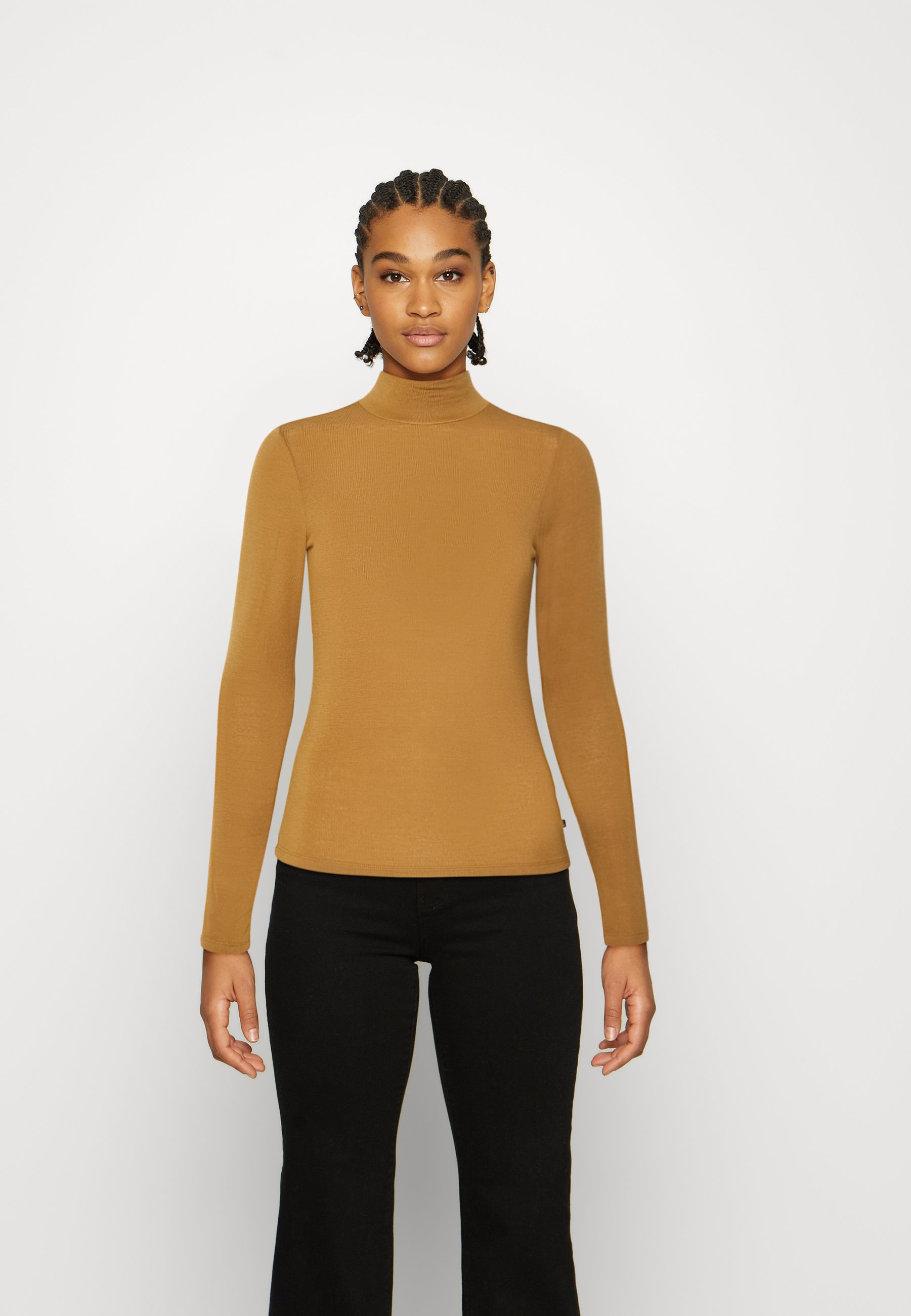 olive mock neck top