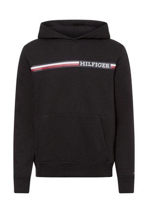 CHEST STRIPE HOODY - Kapucni - black