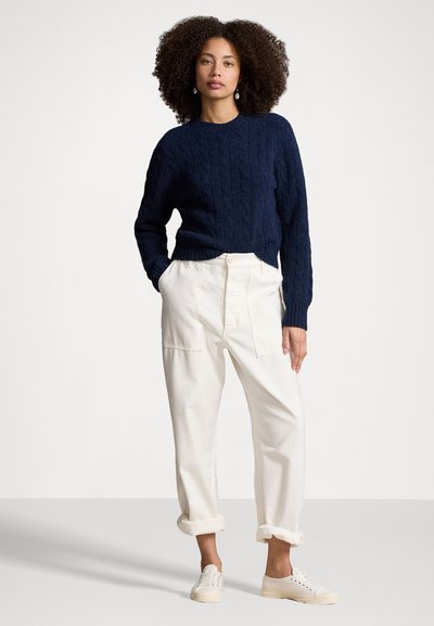 Polo Ralph Lauren CABLE-KNIT WOOL-BLEND CREWNECK SWEATER - Svetrík - navy