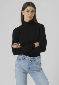 Vero Moda VMHAPPINESS LS ROLLNK GA BOO LCS - Džemperis - black