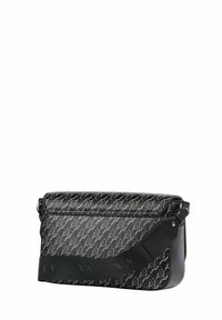 Borsa a tracolla nera con design a motivo AR, con tracolla regolabile e ampia, forma rettangolare e chiusura a pattina.