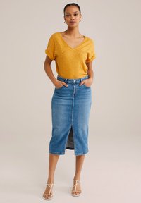 WE Fashion Apdrukāts T-krekls - mustard yellow