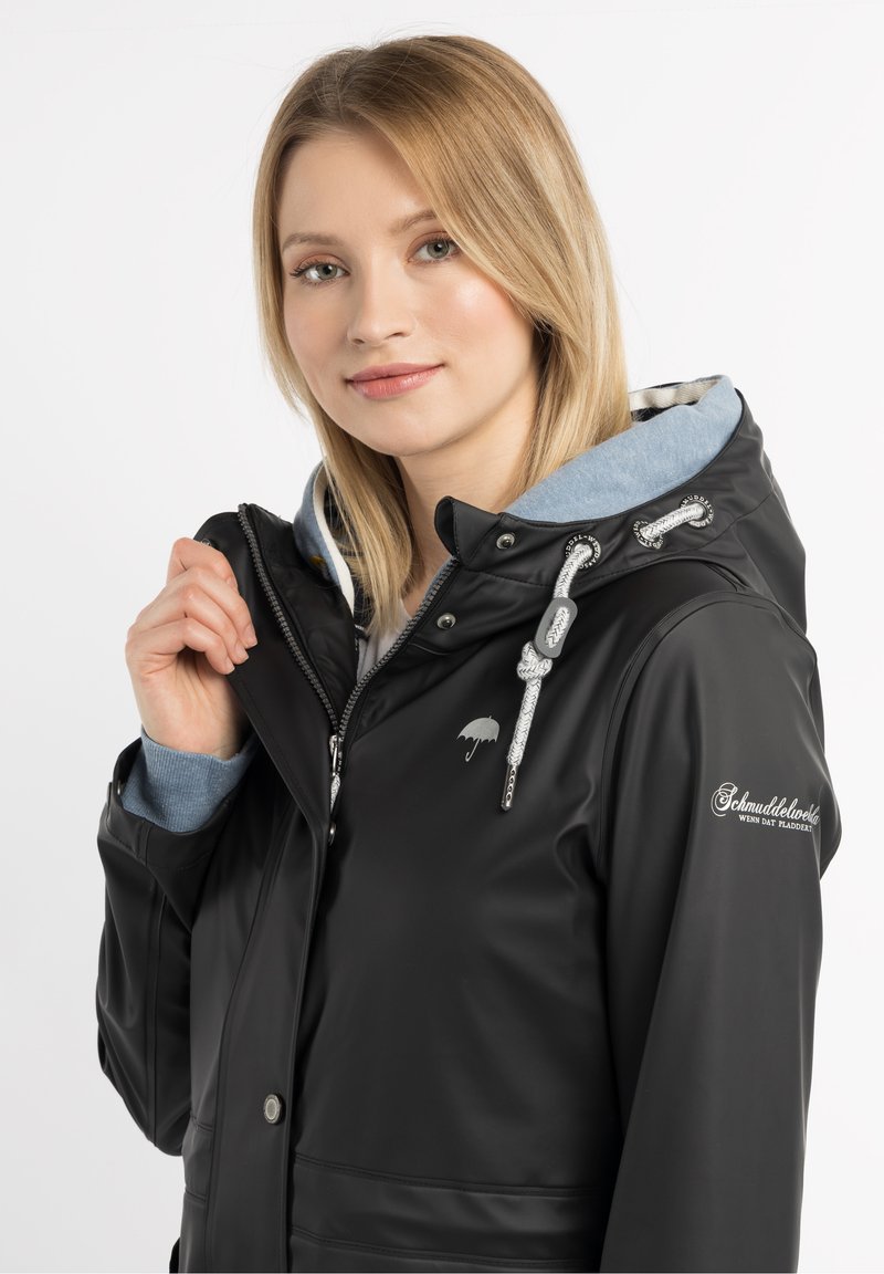 Damen Parkas | Schmuddelwedda SCHMUDDELWEDDA ALTIPLANO Regenjacke / wasserabweisende Jacke schwarz marine melange/schwarz - SS56 Damen Parkas | Schmuddelwedda SCHMUDDELWEDDA ALTIPLANO Regenjacke / wasserabweisende Jacke schwarz marine melange/schwarz - SS56