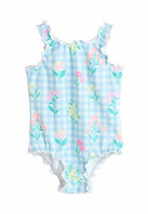 REGULAR FIT - LETTUCE EDGE  - Badedragt - blue floral gingham