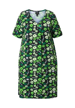 Ulla Popken, FLORAL SHORT SLEEVE - Robe en jersey - emerald