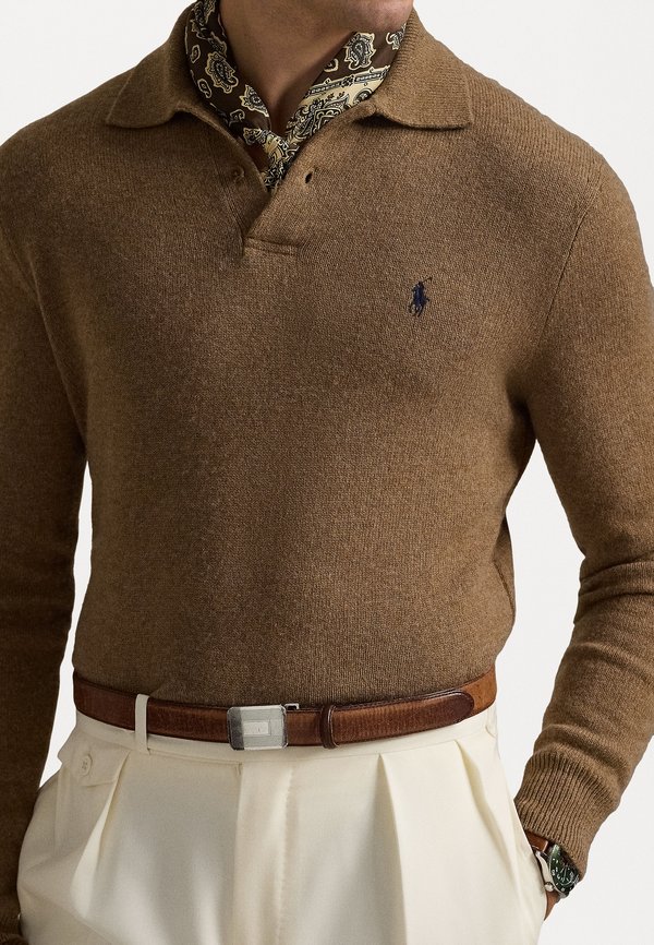 WOOL-COTTON POLO-COLLAR SWEATER - Jumper - copper melange4