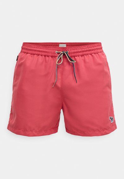 Röda badshorts i lätt material med resårmidja, flerfärgad dragsko och en liten broderad logotyp.