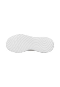 Semelle de chaussure en caoutchouc blanc présentant un motif texturé en vagues, conçu pour l'adhérence et la flexibilité. Surface lisse avec de légères courbes.