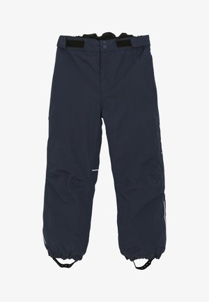Marineblå isolerede bukser med afslappet pasform, elastisk liv, velcro-stropper og tætsiddende manchetter. Har reflekterende detaljer og sidelommer.