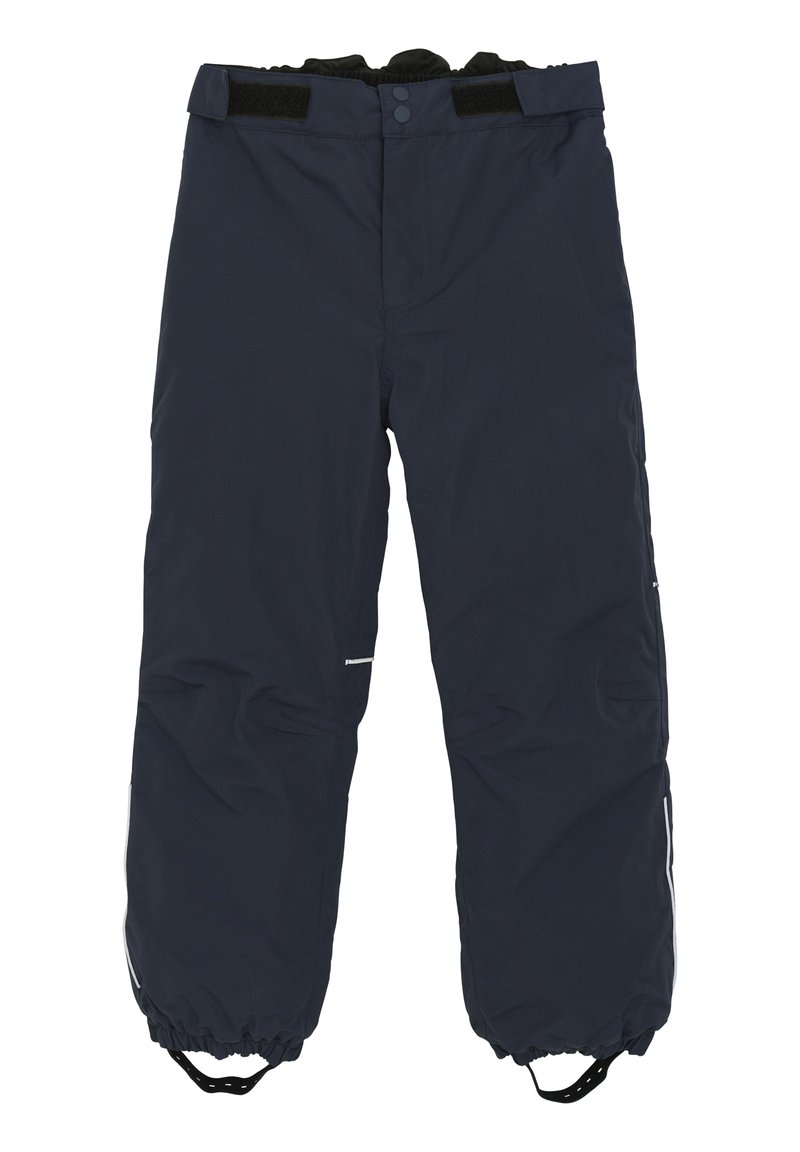 Marineblau isolierte Hose mit lockerer Passform, elastischem Bund, Klettverschlüssen und enganliegenden Bündchen. Mit reflektierenden Akzenten und Seitentaschen.
