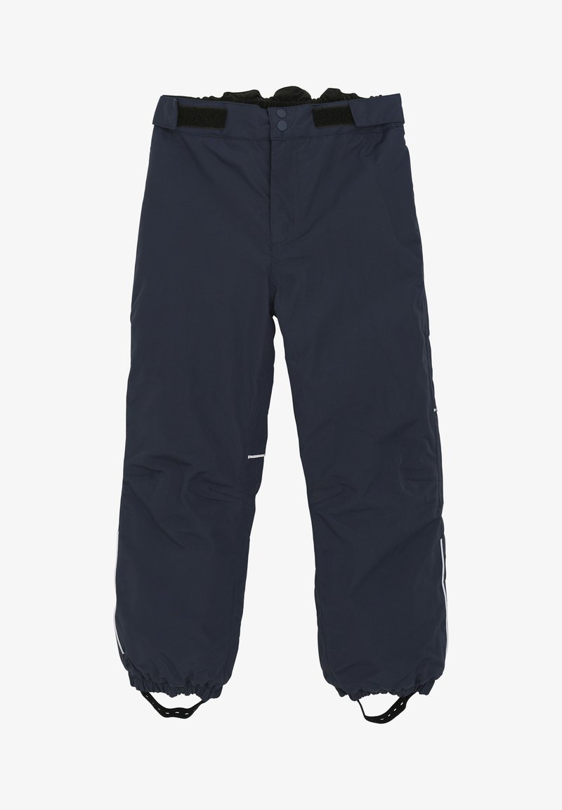 Marineblau isolierte Hose mit lockerer Passform, elastischem Bund, Klettverschlüssen und enganliegenden Bündchen. Mit reflektierenden Akzenten und Seitentaschen.