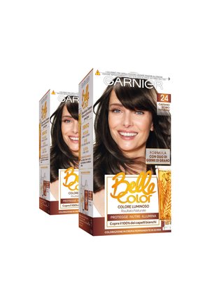 GARNIER TINTA CAPELLI BELLE COLOR, COLORE LUMINOSO E RIFLESSI NATURALI, COPRE IL 100% DEI CAPELLI BIANCHI - 2 PACK - Tinte capelli - castano scuro naturale