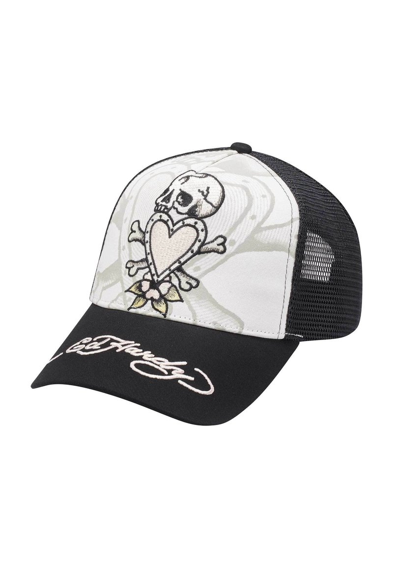 Ed Hardy UNISEX DEATH BEFORE TWILL FRONT TRUCKER - Gorra - white black