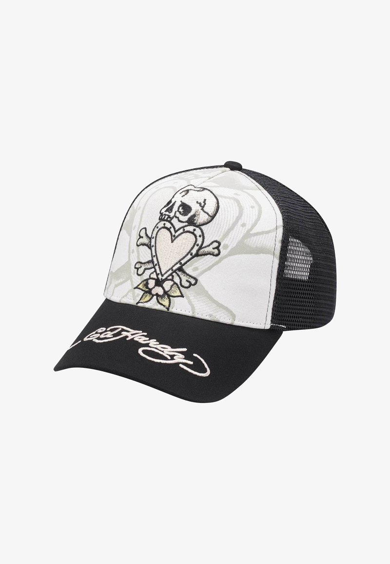 Ed Hardy UNISEX DEATH BEFORE TWILL FRONT TRUCKER - Cap - white black