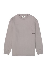 Grijze lange mouw T-shirt van katoen, met een ronde hals en de opdruk "TOTAL SOUL" aan de linkerkant. Fijne textuur, ontspannen pasvorm.