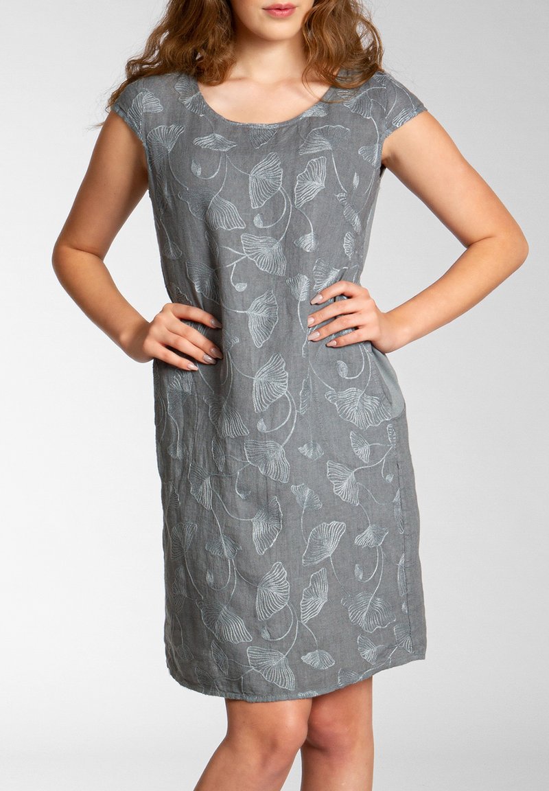 Damen Freizeitkleider | Caspar LEINENKLEID Freizeitkleid grau - IO59544 Damen Freizeitkleider | Caspar LEINENKLEID Freizeitkleid grau - IO59544