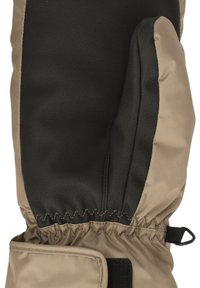 Brune og sorte isolerede vanter med et glat ydre lag, elastisk manchette og en holdbar, struktureret håndflade for bedre greb.