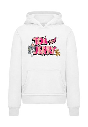 TOM AND JERRY - GRADIENT LOGO - Mikina s kapucňou - white