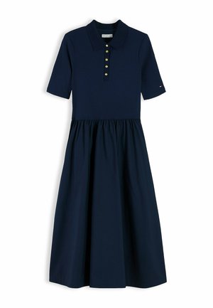 Tommy Hilfiger, TOMMY HILFIGER MIDI FIT AND FLARE POLO DRESS - Shirt dress - dark blue