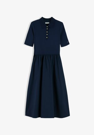 Tommy Hilfiger, TOMMY HILFIGER MIDI FIT AND FLARE POLO DRESS - Skjortekjole - dark blue