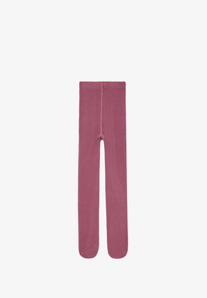 Collants côtelés rose clair avec une texture lisse, dotés d'une taille sans couture et d'un design en longueur complète pour une couvrance optimale.