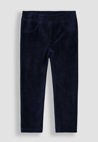Sötétkék bordás leggings sima textúrával, két elülső zsebbel és rugalmas derékkal, a kényelmes és könnyű viselet érdekében tervezve.