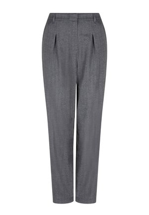 Grijze op maat gemaakte broeken van een gestructureerde stof, met twee voorkreukels, een slim fit en een standaard tailleband met een knoopsluiting.