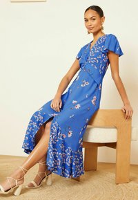 Love & Roses FLUTTER SLEEVE TWIST FRONT REGULAR FIT - Dienas kleita - blue floral