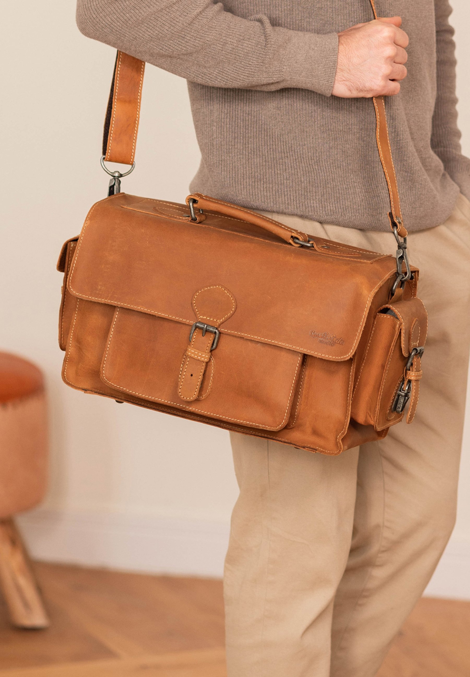 Gusti Leder NOAH Handtasche braun/braun meliert