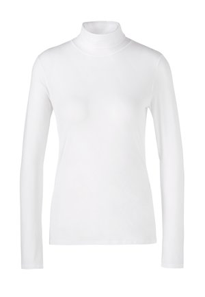 White long-sleeve turtleneck shirt with a slim fit, smooth fabric, and no visible patterns or logos, shown on a plain background.
