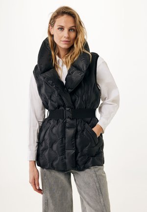 BELTED BODYWARMER - Vest - black