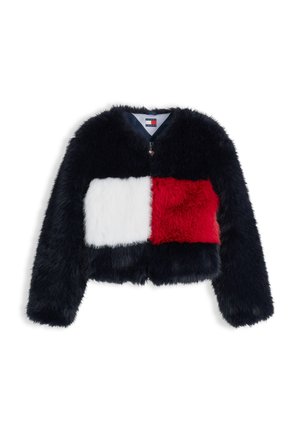 Tommy Jeans, TOMMY FLAG COLOUR-BLOCKED FAUX FUR JACKET - Зимно яке - dark blue