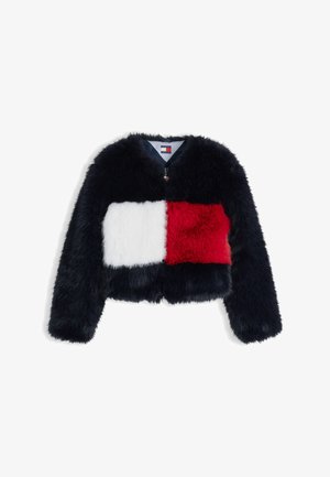 Tommy Jeans, TOMMY FLAG COLOUR-BLOCKED FAUX FUR JACKET - Зимно яке - dark blue