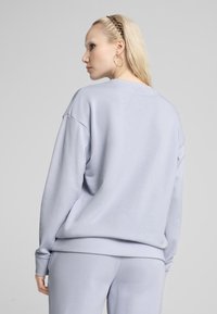 Felpa viola chiaro realizzata in tessuto morbido, con maniche lunghe, una vestibilità comoda e scollo rotondo. Nessun motivo o accento visibile.