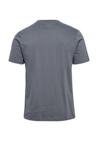 Grijze t-shirt met korte mouwen, gemaakt van een katoenmix. Heeft een ronde halslijn en een soepele textuur. Achteraan zijn er geen graphics of versieringen te zien.