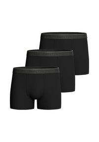 Black boxer briefs in a pack of three. Made of soft, stretchy fabric with a smooth finish. Features elastic waistband with "IMPETUS" branding.