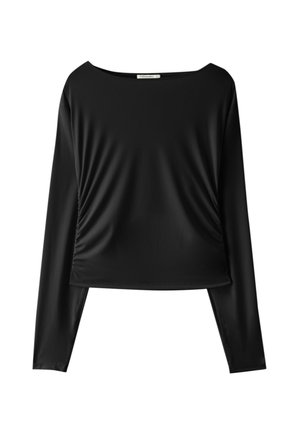 Stradivarius, LONG SLEEVE RUCHED TOP - T-shirt à manches longues - black