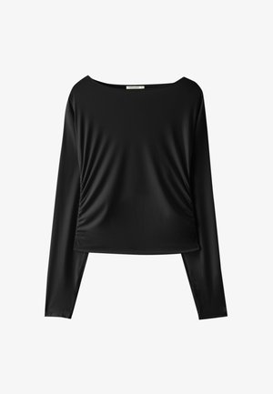 Stradivarius, LONG SLEEVE RUCHED TOP - T-shirt à manches longues - black
