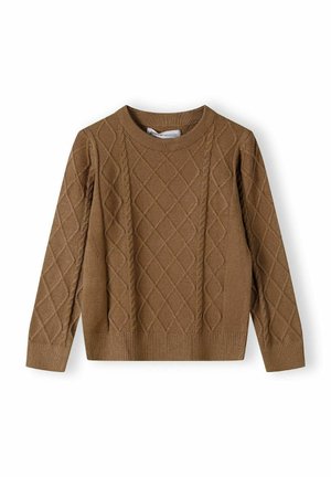TEXTURED DESIGN WITH CREW NECK - Pullover - cognac