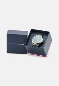 Tommy Hilfiger DIAL WITH ACCENTS - Chronograph watch - silver-coloured/green