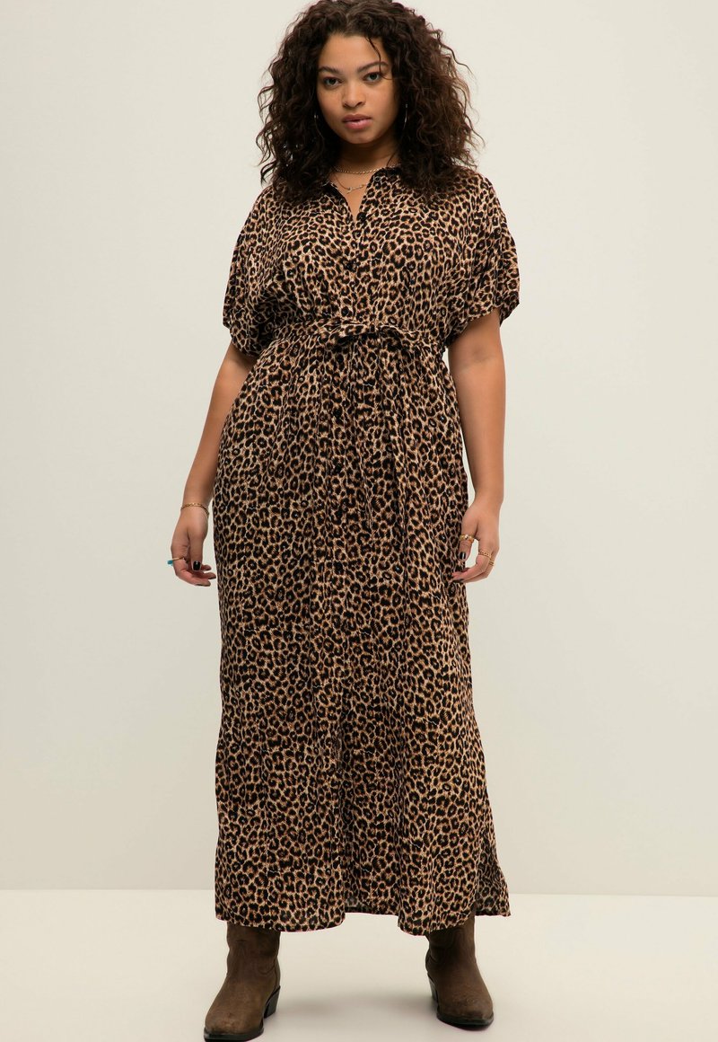 Crop Top Vestido Con Estapado De Leopardo De Cuello Con Cordu00f3n