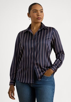 CLASSIC FIT STRIPED CHARMEUSE SHIRT - Cămașă - navy/cream/garnet