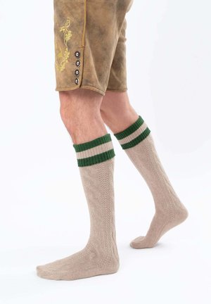 Herzsticht, TRACHTENSOCKEN LANG WIESENDISTEL - Knee high socks - beige-grün