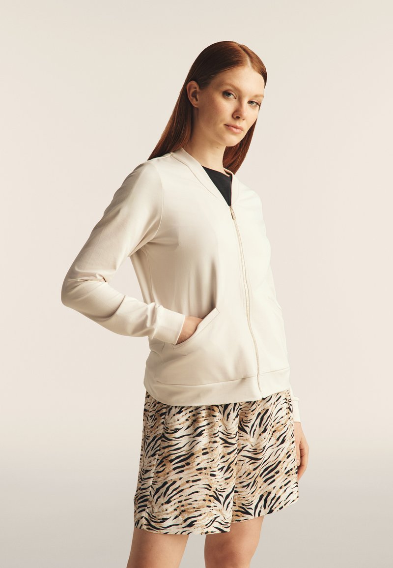 Freddy E COLLO IN CON DETTAGLI ANIMALIER - Sudadera con cremallera - white sand zebra animalier