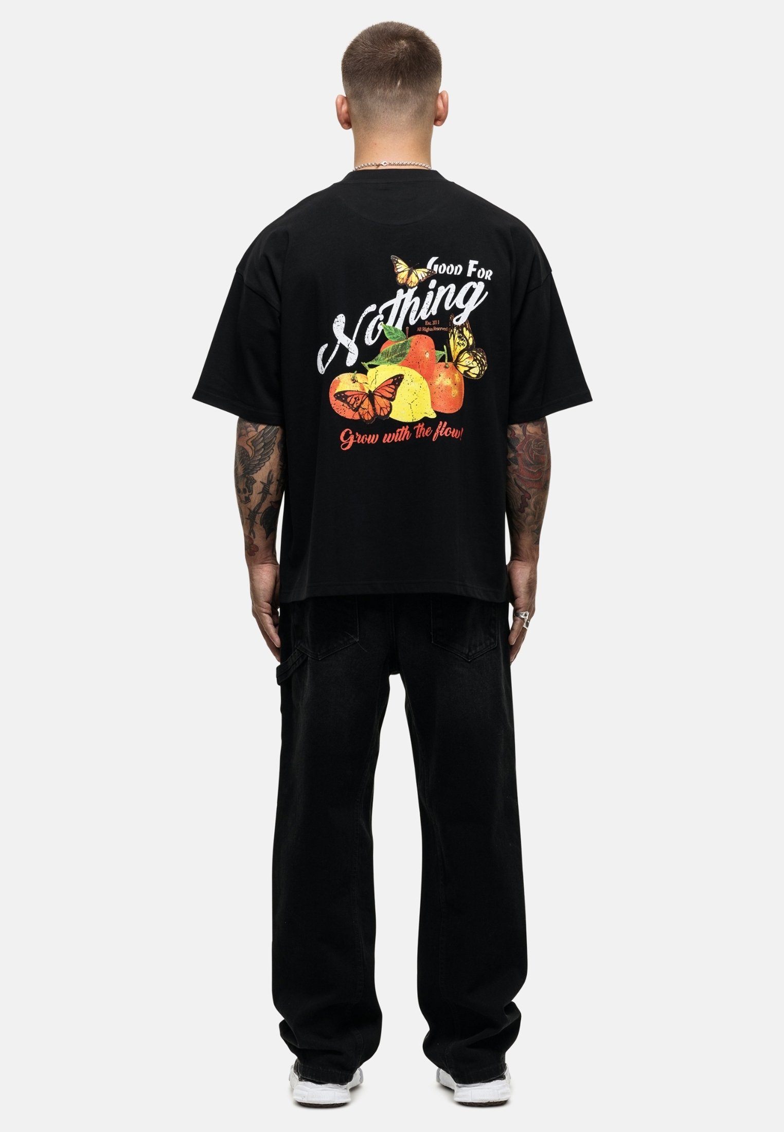 black oversized graphic tees