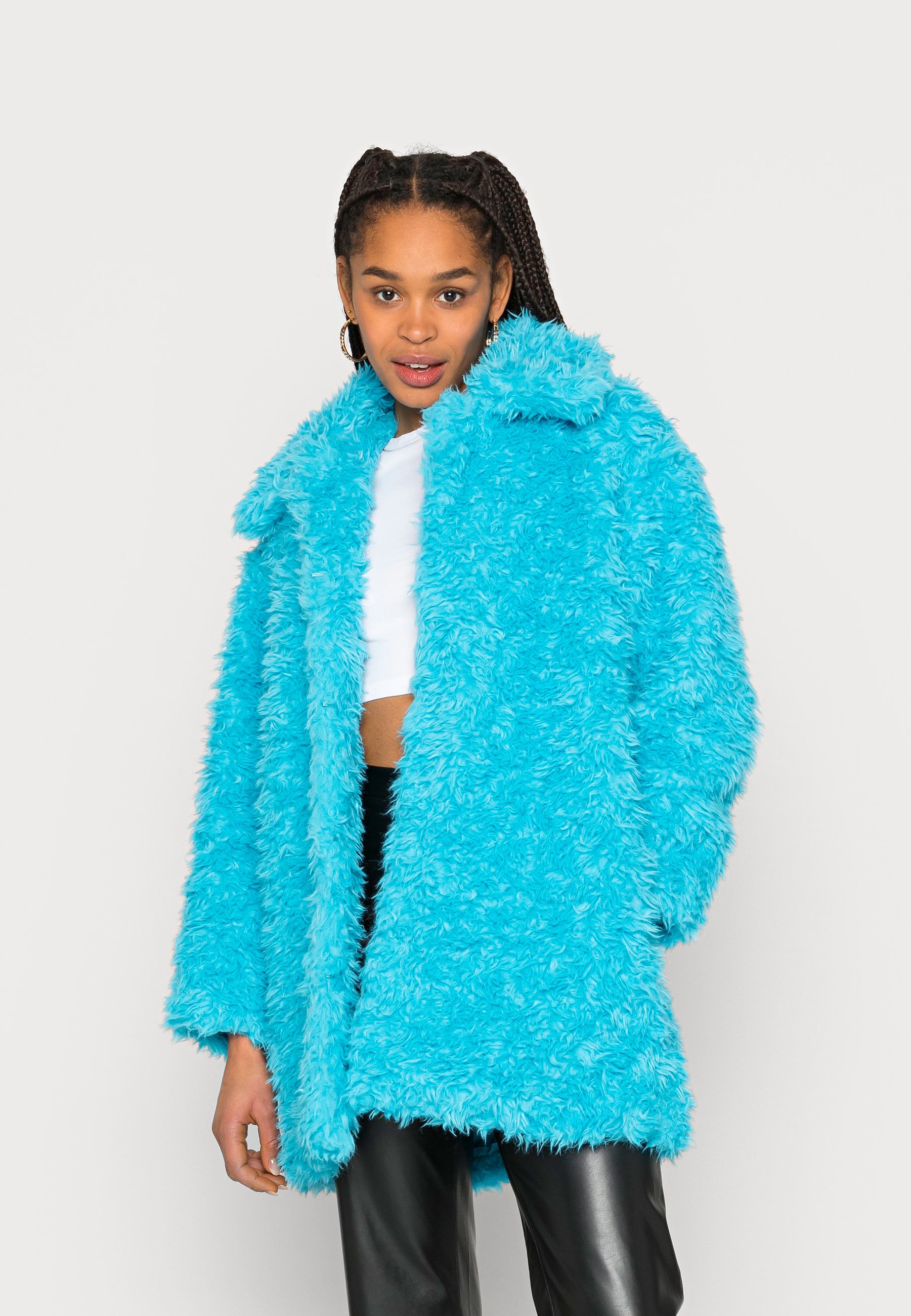 pale blue fur jacket