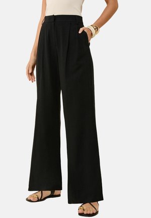 WIDE LEG TAILORED - Trousers - black