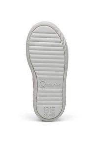Suola di scarpa in gomma bianca con un motivo rigato, marchiata "Naturino" e "24", caratterizzata da un logo circolare e texture per la presa.